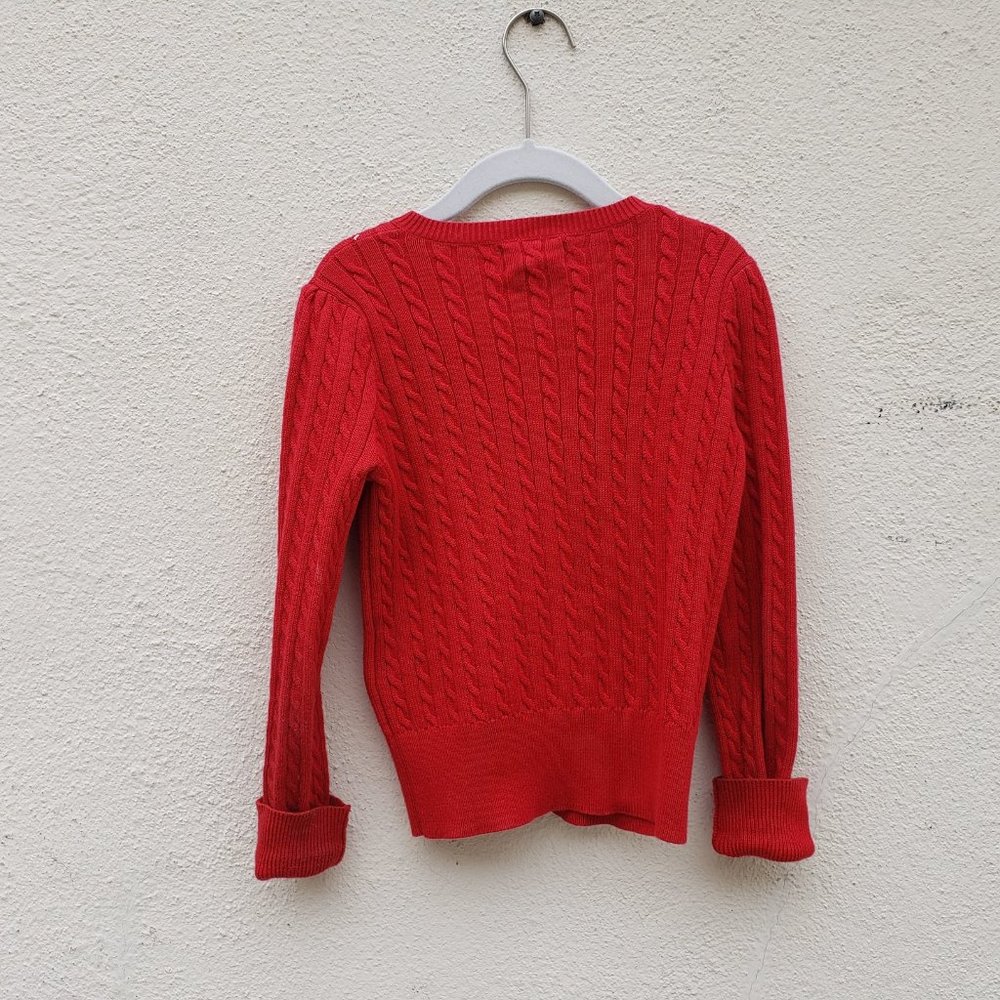 Polo Vintage Red Cableknit Button Up Sweater - Picture 3 of 7